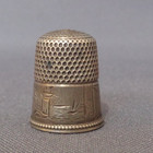 Antique Sewing Thimble Simon Bros Sterling Silver Etched Landscape Scene 9