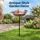 Outdoor Bird Bath Bowl W  Metal Stake Bronze Birdbath Feeder For Garden