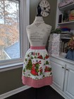 Kitchen Apron From Vtg Xmas Tablecloth W caroleers Couple Front red Gingham Trim
