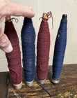 Vtg Wooden Bobbins spools With Thread - Textile - Lot Of 4 Spools