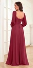 Mya Sweetheart Long Sleeves Pleated Slit Maxi Chiffon Mother Of The Bride Dress