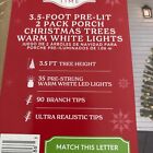 3 5ft Pre-lit Artificial Christmas Trees Set Of 2 Led Warm White Lights New