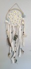 Boho Homemade Dreamcatcher White cream W teal Beads Feathers Agate Beaded Ribbon