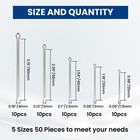 50pcs Cotter Pin Assortment Kit Stainless Steel Small Cotter Pins 5 Sizes