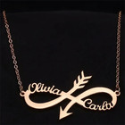 Custom Double Name Pendant Necklace Chain Jewelry Gold Silver Gifts Forever Love