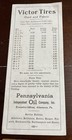 Ink Blotter  Victor Tires  Cord And Fabric  Price List  Pennsylvania Oil Co 