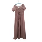 Mother Of The Bride Sz 12 L Pink Embroidered Draped Formal Maxi Dress New B140