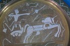 Vtg Persian Islamic Silver   Copper Inlaid Brass Cairoware Wall Plaque 