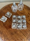 Vintage Lot Of 13 Mini Salt Or Pepper Shakers Glass Cube Screw Pointy Cap