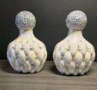 Video 1964 Rhinestone Faux Vanity Bottles   Vintage Ceramic Quilted Lusterware
