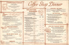 1957 Hotel Statler Hilton Coffee Shop Vintage Dinner Menu New York City
