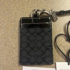 Coach Id Lanyard Wallet Black Signature Canvas Badge Holder Tag Case W Paperwork
