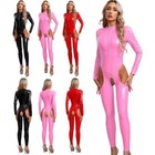 Women s Rompers Sweat Leotard Mock Neck Jumpsuit Crotchless Catsuit Long Sleeve