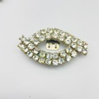 Rhinestone Shoe Clips Silver Tone Large Pointed Ovals And Small Tear Drops