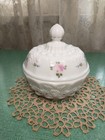 Vintage Westmoreland Milk Glass Trinket body Powder Vanity Dish Hand Painted 