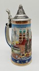 Gerz Stein German Stoneware  pewter Lidded Relief Full Color 9    Munich Beer Hall