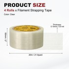 4 Rolls Filament Strapping Tape  2 x21 9yd Fiberglass Striped Packaging