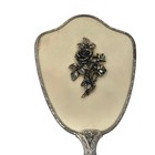 Antique Art Deco Gold Tone Vanity Set Roses Ornate Hand Mirror Brush Comb