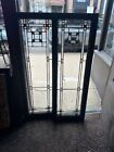 Pair Of Antique Leaded Glass Windows Doors Circa 1920 47  X 16 
