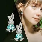 Fashion Lovely Rabbit Blue Crystal Zircon Ear Earrings Stud Women Party Jewelry