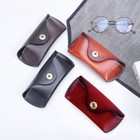 Eyeglass Case Semi Hard For Men Women Vintage With Belt Loop Genuine Leather New