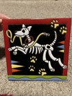 Talavera Colorful Tile Day Of The Dead Skeleton Dog 6x6