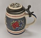 Gerz Limited Edition Ceramic Pewter Lidded Alpenblome Floral W German Beer Stein