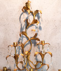 Vintage Italian Gilt Tole   Crystals Candelabra Candle Sconce Hollywood Regency