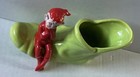 Vintage Gilner Pottery 1950s Planter Trinket Dish Red Pixie Elf Perched On Shoe