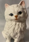 Vintage Porcelain Ceramic White Persian Sitting Cat Figurine Hand Painted 3 3 4   