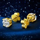 3mm-10mm 18k Gold Plated 925 Sterling Silver Moissanite Stud Earrings Men Women