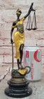 Lady Justice Bronze Figurine Gold Patina Legal Symbol Sculpture Office Decor