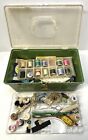 Vintage Wilson Wil-hold Green Plastic Sewing Box W  Tray Usa Full Of Supplies