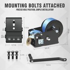 3200lbs Hand Winch Hand Crank 2 Gear Polyester Strap Atv Trailer Boat Heavy Duty