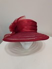 Women s Satin Tulle   Straw Hat Church  Kentucky Derby  Wedding