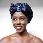 Midnight Print 100  Pure Mulberry Silk Bonnet With Ties - Reversible Silk Bonnet