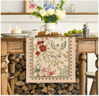 Brown Birds Flowers Blossom Table Runner  Seasonal Spring Floral Kitchen Dining