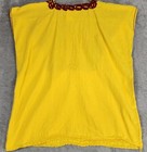 Womens Mexican Huipil Shirt Medium Yellow  Floral Embroidered Top Boho Festival