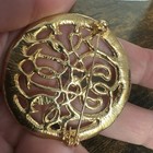 Vintage Gold Tone Monogram Brooch Lg Openwork Filigree Style