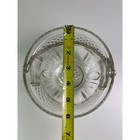 Vintage Pressed Glass Ice Bucket With Silver Metal Swing Handle Diamond Pattern