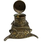 1920s Era Inkwell Mod Brevet Art Nouveau Style Brass Antique Vintage -