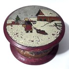 Vintage Turned Wood Trinket Box Russian Folk Art