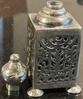 Footed Besamim Box Sterling Silver Cut Out Tree   Leaves Design 58gr Israel Vntg