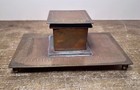 Antique Bradley And Hubbard Brass Ink Well Vintage Aged Nice Patina Glass Well
