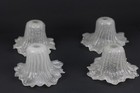 Set Of 4 Vintage Italian Textured Glass Ruffled Edge Chandelier Lamp Shades