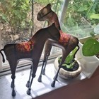 Vtg Hand Painted Metal Horse Set Of 2 Pieces 12  Tall Beautiful Folk Art Decor 