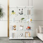 4-shelf Glass Display Cabinet W 3-door Glass Floor Stand Bookshelf Curio Cabinet