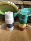 Vtg Mid Century Ingrid Chicago Party Ball Picnic Camping Set Of 6 Teal Green Ag