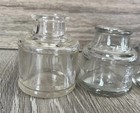 Set Of 4 Vintage Inkwell Ink Bottles Round And Square Shape Gray And Clear Color