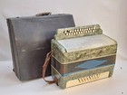 Old Soviet Green Button Accordion Box Retro Musical Instrument Ussr